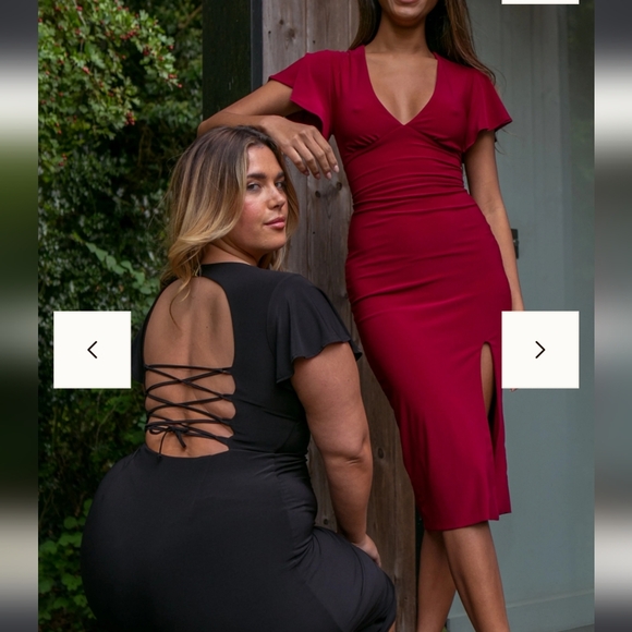 AYM Hyde Midi Dress Size Large, Red - Picture 2 of 3